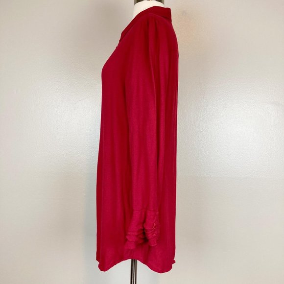 SOFT SURROUNDINGS - M - Dark Red Poet Ruffle Button Down - Picture 3 of 7